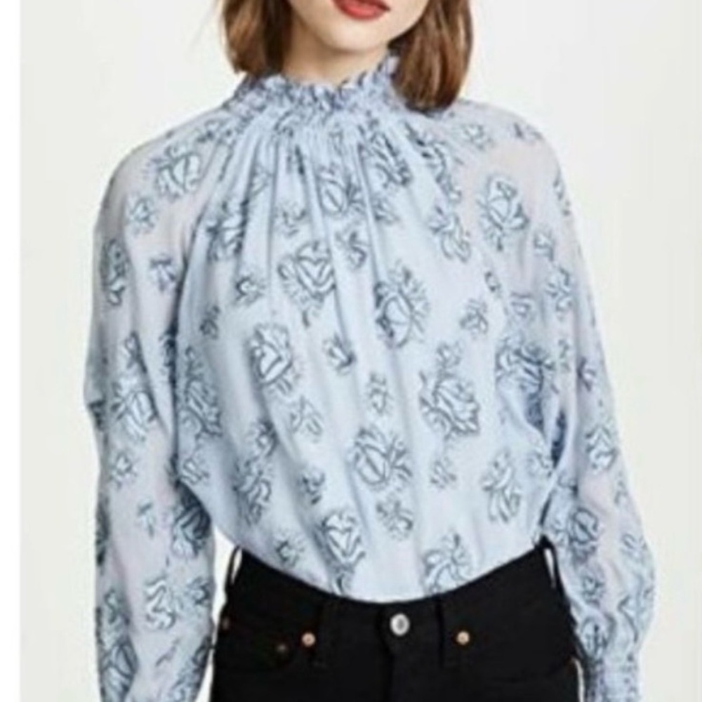 Rebecca Taylor lavender and black Floral Blouse-size 4